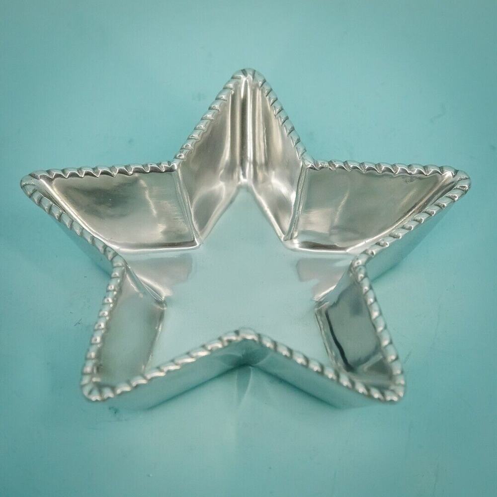 Vintage 2003 ARTHUR COURT Braided Star Aluminum Handcrafted Bowl Candy Dish